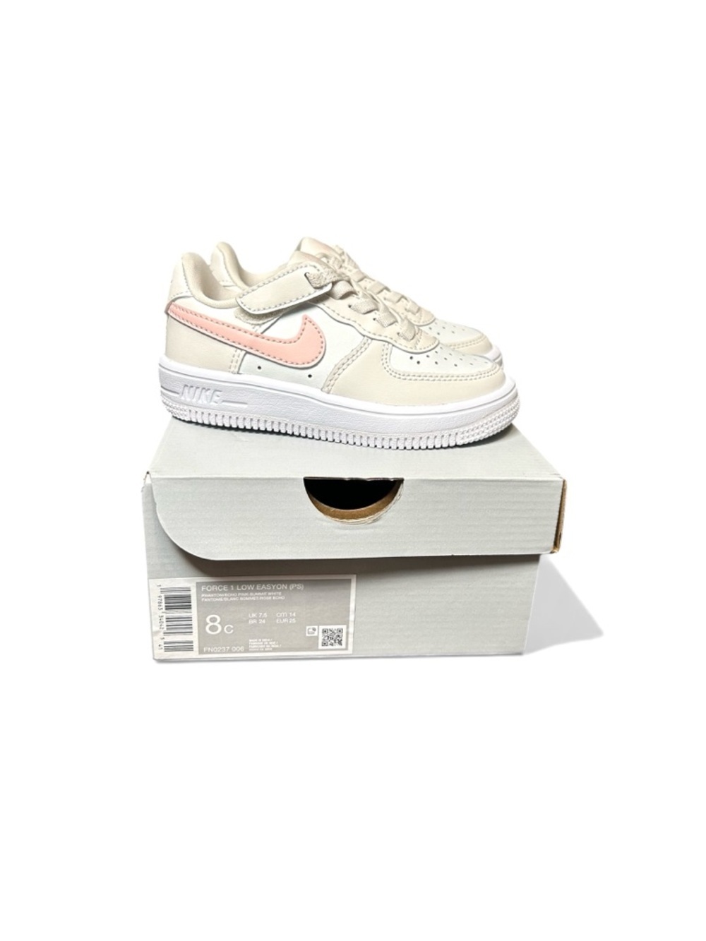 Nike Air Force 1 Low EasyOn Toddler Girls Size 8C Hook & Loop Strap Sneakers